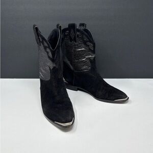 Stuart Weitzman Black Leather Ankle Boots.